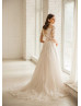 Long Sleeves Beaded Ivory Lace Tulle Gorgeous Wedding Dress